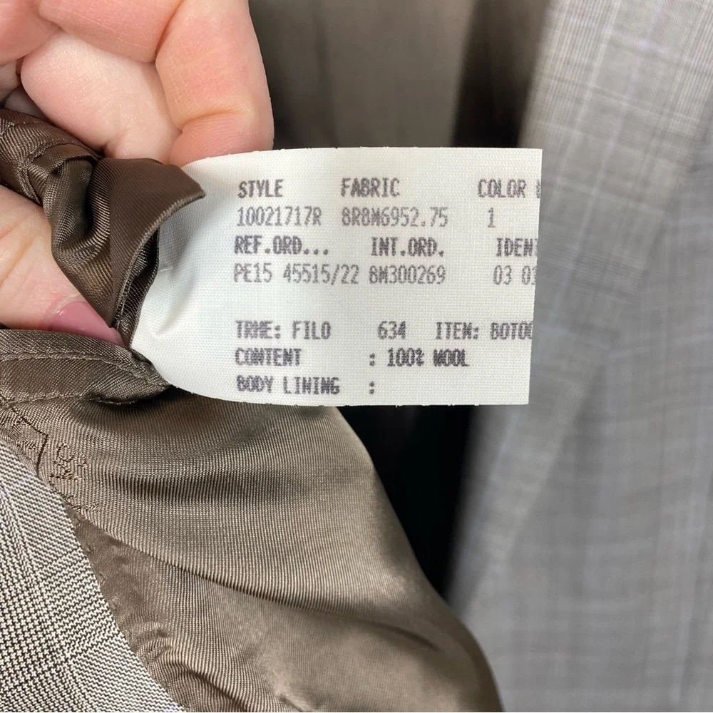 Brooks Brothers 1818 Milano Saxxon Wool Blazer Gray Plaid Windowpane 42R W36‎